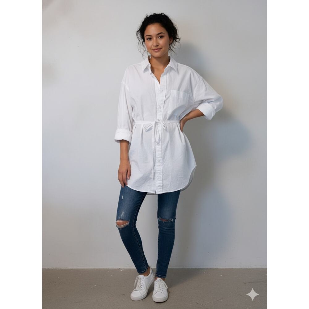 Everlane Cotton Poplin Tie Back Shirt Oversized Comfy Minimalist Sz S